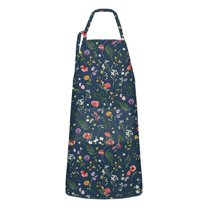 Pioneer Flower Floral Print Pattern Apron-Garden Aprons for Women with Pockets-Cotton Linen Waterproof Kitchen Cooking Gardening Aprons Adjustable for Kitchen,Cooking,BBQ and Salon 33x27 Inch