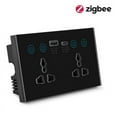 thumbnail image 2 of EU UK US Universal Plug Tuya ZigBee Black Smart Socket Switch with USB and Type-C Port Outlet Smart Life, 2 of 8