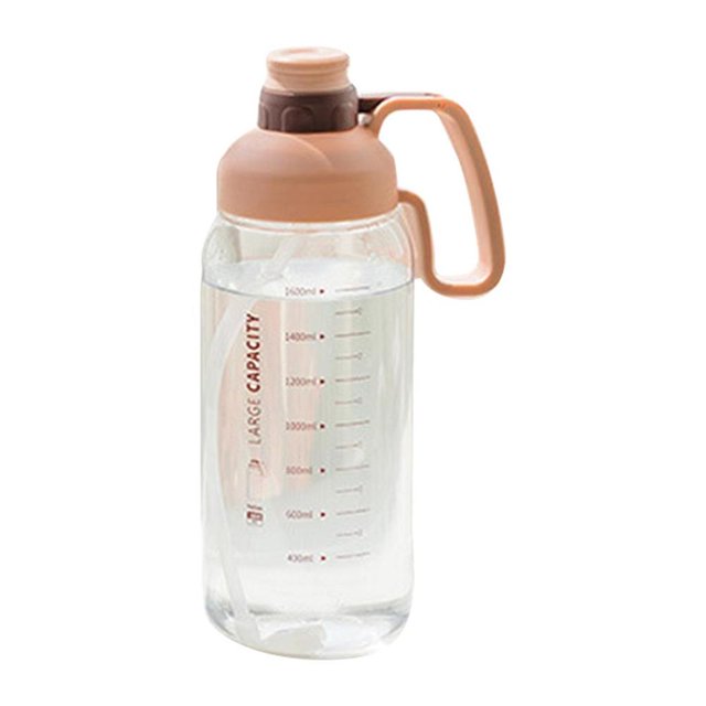 Naiovety Botella de agua de 1800 ml con vasos de agua de boca ancha con marca de tiempo y pajita para hombres y mujeres Botella de agua a prueba de fugas Kits de desorden para acampar No. 4 Naiovety OD016133-04