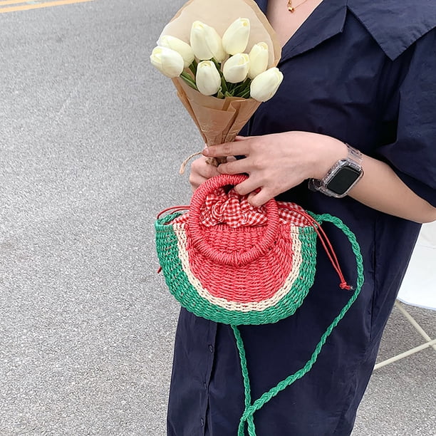 Bolso De Paja Para Mujer Fokroin – Bandolera De Verano Con Cadena Y Cierre De Metal