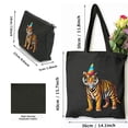 thumbnail image 3 of QZHH Animal Tiger Birthday 2 Pcs Canvas Tote Bags Cute Aesthetic Tote Bags with Zipper Portable Tote Bag Black, 3 of 8