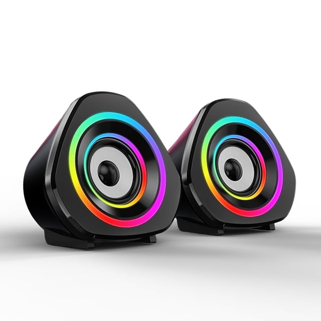 Home Speaker Set Desktop PC Computer Speakers 3.5mm Wired Laptop Speakers USB Powered Sound Box with RGB Atmospheric Lights