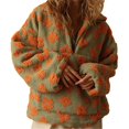 thumbnail image 1 of Sudadera de Otoño para Mujer, de Felpa Suave con Estampado Floral, con Cremallera y Capucha Amarillo-Verde S, 1 of 9