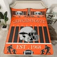 thumbnail image 2 of Homewish Cincinnati City Silhouette Full Size Sheets,Rugby Sport Theme Bed Sheets,Orange Brown Gray Sheet Sets For Boys Kids,Microfiber Bedroom Decor,4-Piece, 2 of 7