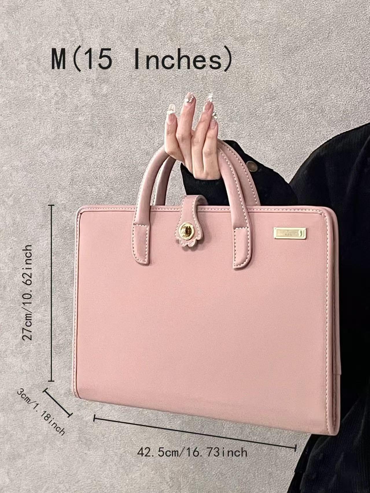 Stylish Laptop Case Rose Pink Portable Handbag For 15.6-16 Inch Laptops High Safety Against Damage&Dust