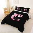 thumbnail image 2 of Manfei Watercolor Bow Letter C Queen Comforter Set for Girls, Black Pink Initial Bedding Comforter Set, Black Reversible, 3-Piece, 2 of 6