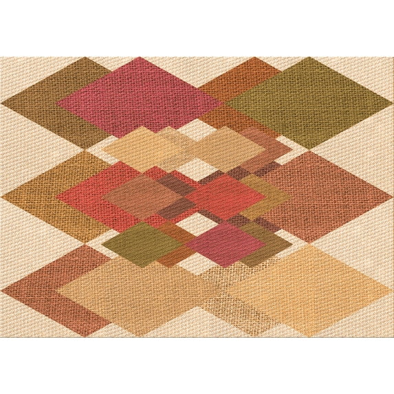 Ahgly Company Indoor Rectangle Patterned Grapefruit Red Area Rugs, 8' x 10'