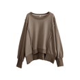 thumbnail image 4 of frariair Women's Crew Neck Loose Patchwork Hoodie With Looped Hem Irregular Top Fitness Jacket with Hood Cotton Sweatshirts Women, 4 of 7
