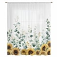 thumbnail image 2 of Sunflower Sheer Curtains 45 Inches Long, Yellow Floral Pastoral Botanical Leaves Light Filering Curtains, Breathable Simi Curtain Privacy Drapes for Kitchen Bathroom Small Window Treatment, 2 of 9