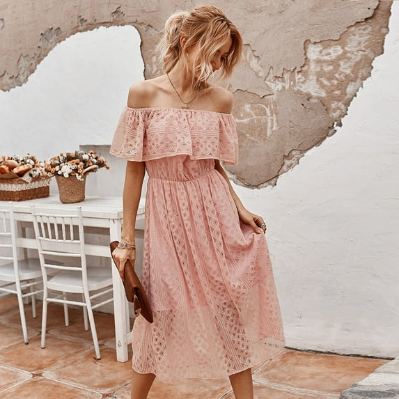 Summer Dresses for Women Maxi Dress Drop Shoulder Dress Hollow Sexy Temperament Midi Dress