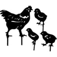 thumbnail image 2 of Adornos de jardín de pollo negro, pollito acrílico ahuecado decoración de jardín decoración negra insertos de pollo para jardín césped familia decoración al aire libre 4 piezas gallina, 2 of 5