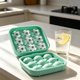 thumbnail image 5 of Molde de hielo reutilizable de silicona con 9 cavidades grandes en forma de balón de fútbol, apto para uso alimentario, flexible, con tapa, ideal para cócteles, whisky y uso en barra de casa., 5 of 7