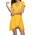 thumbnail image 7 of HUBERY Women Deep V Neck Ruffle Short Sleeve Mini Dress, 7 of 7