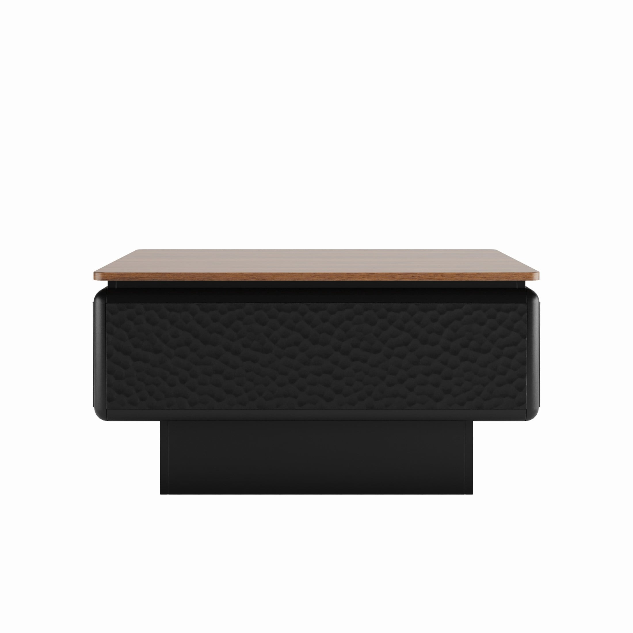 Noble House Millo 31" Square Lift-Top Coffee Table with Hidden Storage, Hammered Texture Center Table, Black & Brown
