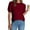 Red, variant on Tumotour Summer Tops For Women 2025 Vacation Ladies' Casual Loose Solid Color Round Neck Lantern Sleeve Short Sleeved Top