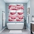 thumbnail image 3 of Pink Ombre Kitchen Curtains Sets for Windows 36 Inch Length, Modern Geometric Abstract Art Moire Rod Pocket Window Treatments Tier Curtains and Valances Set for Bedroom/Bathroom, 3 of 8