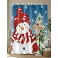 thumbnail image 4 of Fsddascl Christmas Shower Curtain Set - 48" x 72" Washable Bathtub Curtain with 12 Hooks, Blue Winter Snowman Xmas Snowflake Pine Tree Waterproof Fabric Stall Shower Curtains for Bathroom/Bathtub, 4 of 6