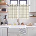 thumbnail image 2 of Farmhouse Grid Kitchen Curtains Short 45 Inch Length, Country Minimalistic Geometric Plaid Lattice Grommet Top Bedroom Living Room Curtains, Light Filtering Cafe Curtain Drapes 2 Panels Set 84''x45'', 2 of 9