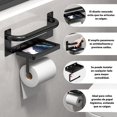 thumbnail image 4 of Porta Rollos Papel de Baño, Portarrollos Papel de Baño con Soporte de Teléfono, Estable, Portarrollos para Papel Higiénico con Pasamanos de Seguridad Montado La pared, Negro, 4 of 4
