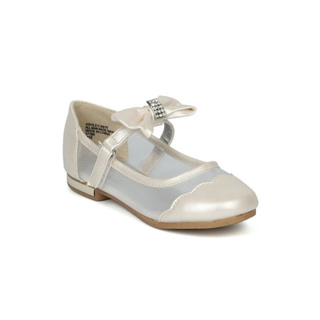 

New Girl Little Angel Ashley-987E Mesh Panel Bow Tie Mary Jane Ballet Flat
