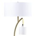 thumbnail image 3 of Jiya 29 Inch Arc Table Lamp, Hanging Design, 2 White Drum Shades, Gold, 3 of 6