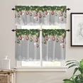 thumbnail image 2 of Grey Christmas Ball Kitchen Curtains and Valances Set, Xmas Pine Needle Red Ball Star Winter Snowflake Rod Pocket Window Valance Window Curtain Panels for Living Room Bedroom, 27.5x36in, 3 Pieces, 2 of 7