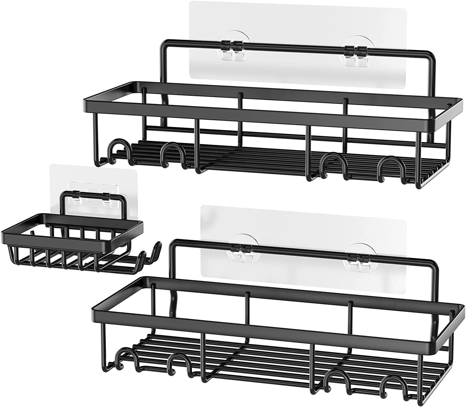 Shower Caddy Bathroom Shelf，3 Pack Shower Self Adhesive Black Bathroom