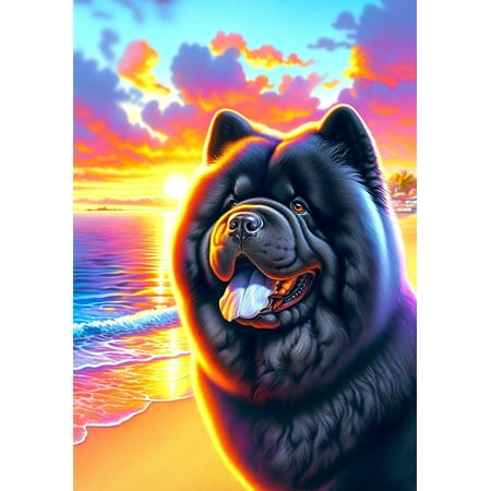Chow Black - Best of Breed DCR Summer Sunset Outdoor Garden Flag 12" x 17"
