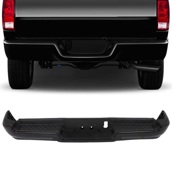 CCIYU Rear Step Bumper Compatible for 2019-2024 for Ram 1500 Steel Back Bumper Black Replacement Without Fog Light Holes