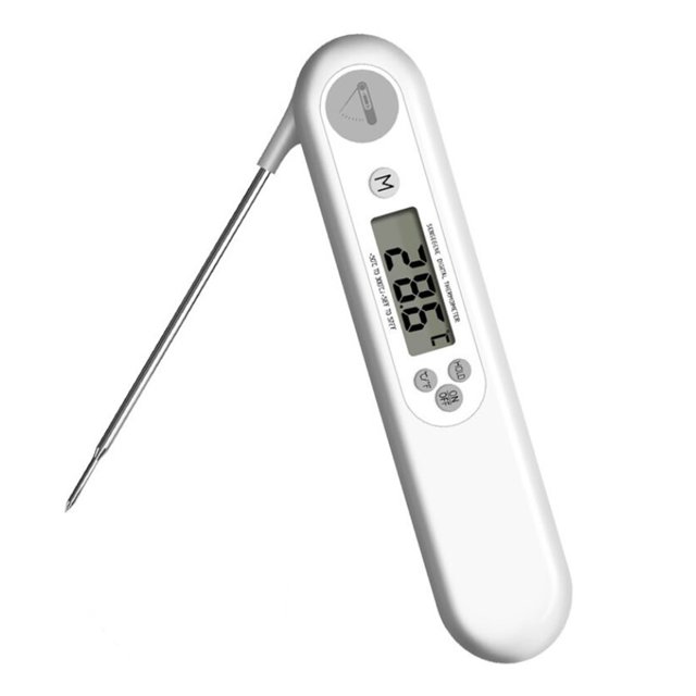 Miangastore Professional Meat Thermometer Abs White 1Pcs 15.2x1.4x0.6in