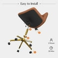 thumbnail image 3 of Modern Home Office Chair Adjustable  Armless Swivel Leather Desk Task Chair for Makeup Vanity Camel, 3 of 9