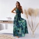 thumbnail image 3 of Vestidos largos de verano Bidobibo para mujer, vestidos de playa con estampado tropical, cuello en V, sin mangas, cintura alta, con cordones, vestido maxi fluido, vestido de verano, 3 of 8