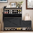 thumbnail image 4 of ModFusion Padded Shoe Bench with Hidden Storage for Entryway, Hallway, Black, 4 of 9