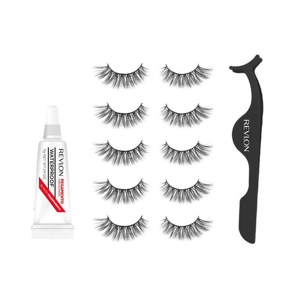 Set de 5 Pares de Pestañas Revlon Modelo 3 con Aplicador y Pegamento Transparente