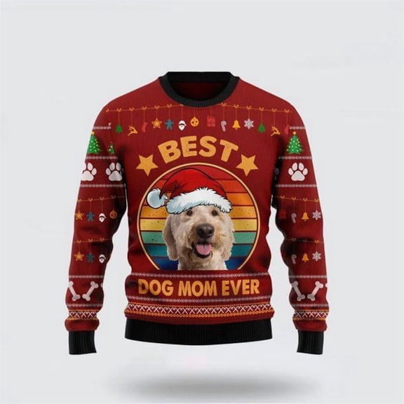 Goldendoodle Best Dog Mom Ever Christmas Sweater – Dog Lover Christmas Sweater