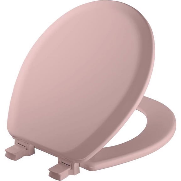 Mayfair 46EC 023 Molded Wood Toilet Seat with Lift-Off Hinges, Round, Pink