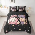 thumbnail image 3 of Manfei Cute Pet Bow Cat Twin Bedding, Cartoon 67 Number Bedding Comforter Set, Black Pink, Black Reversible, 7pcs, 3 of 6