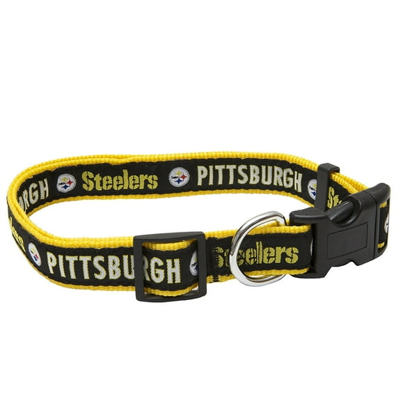 Pets First NFL Pittsburgh Steelers Dog Collar - Heavy-Duty, Durable & Adjustable Football Collar for Dogs/ CATS - Medium