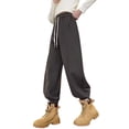 thumbnail image 2 of Dpytoraw Girls Fleece Lined Athletic Pants Joggers Comfortable Sports Trousers for Spring Gray Size 150, 2 of 3
