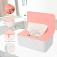 thumbnail image 3 of Somnr Wet Wipes Storage Box, Baby Wipes Dispenser Holder, Reusable Bathroom Wipe Container Dustproof Tissue Box Case with Lid for Home Office, White & Pink, 3 of 8