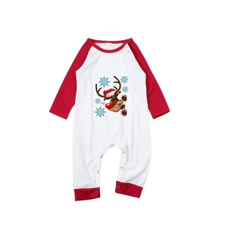 

AIMAOMI Family Christmas Pajamas Snow And Deer Set Raglan Sleeve Top And Printed Pants Homewear For Baby H