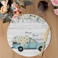 thumbnail image 3 of Spring Daisy Round 13 Inch Placemats Set of 8, White Flowers Country Car Farmhouse Wood Grain HeatResistant Non Slip Place Mats for Dining Table, Wipeable Braided Kitchen Table Mats for Housewarming, 3 of 9