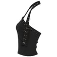 thumbnail image 6 of Womens Tank Tops Summer Camisole Party Slim Fit Tops Halter Neck Sleeveless Solid Color Clothes Casual Soft Holiday Everyday Wear,Black,L, 6 of 9