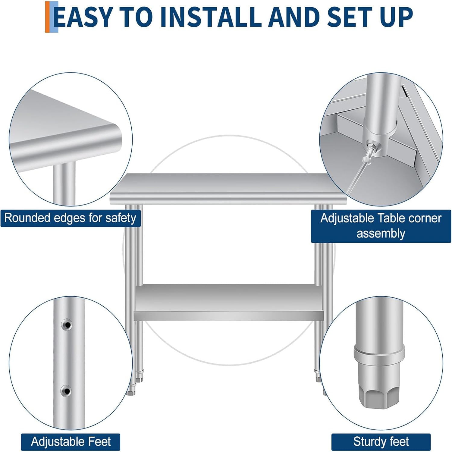 24 x 36 Inches Stainless Steel Prep Table with Backsplash, Adjustable Undershelf and 4 Caster Wheels, Commercial Heavy Duty Table with Adjustable Under Shelf for Outdoor Use,Restaurants,Hotels,Works