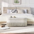 thumbnail image 3 of S-HOME Multi-Functional Oval Storage  Upholstered Ottoman with Lift-Top Lid and Metal Legs 39 Inches for Extra Seating and Clutter-Free Organization, Beige, 3 of 9