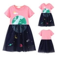 thumbnail image 2 of Girls Cartoon Dress Applique Party Dresses Space Planet Pattern Casual Cotton Short Sleeve Baby Clothing Baby Streetwear, 2 of 8