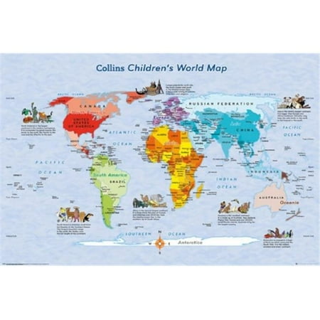 GB Eye XPE World Map Childrens Map Poster Print 24