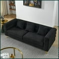 thumbnail image 3 of 2-Piece 3-Seater Black Teddy Fabric Sofa Set – Streamline Modern Living Room Furniture with Gold Metal Legs, 3 of 14