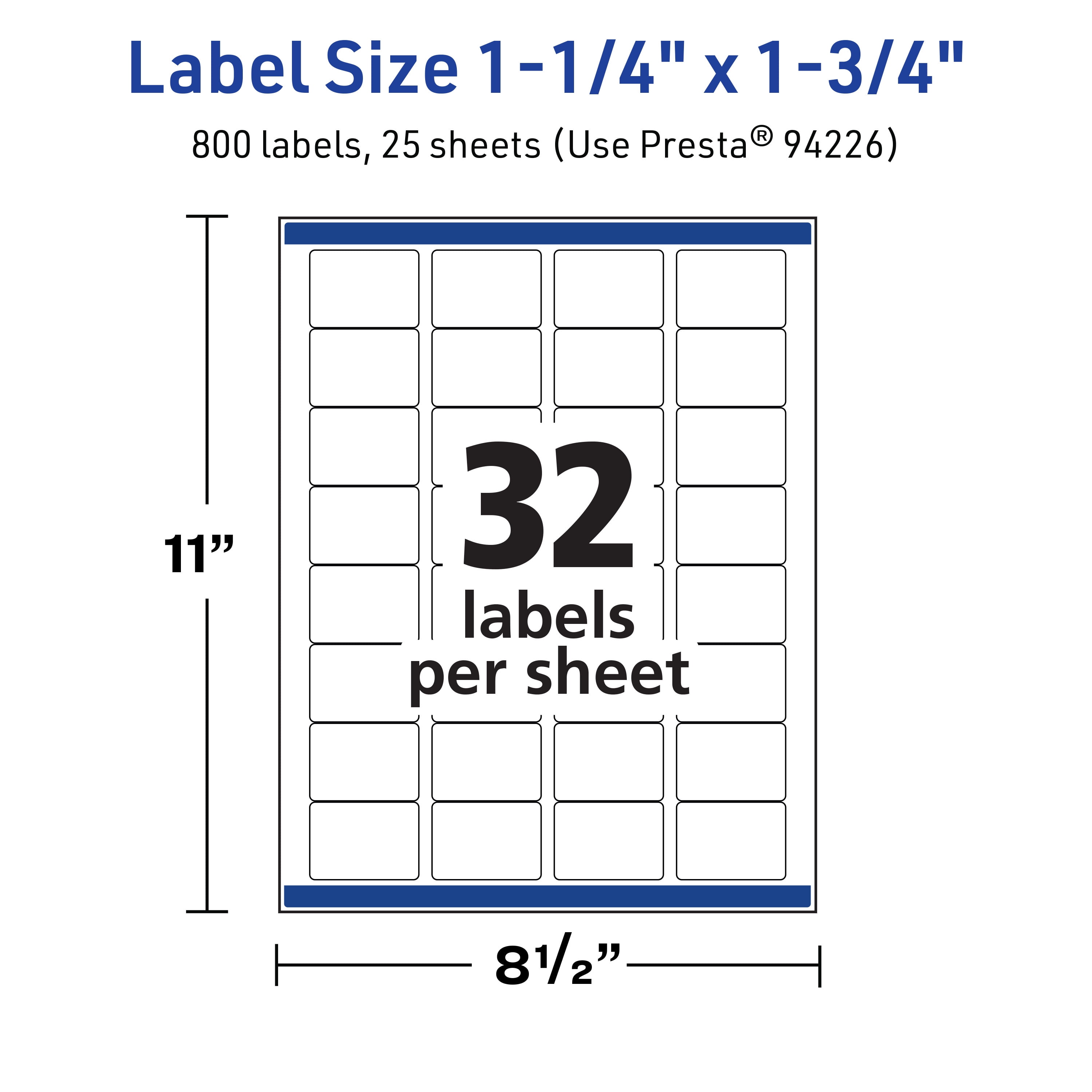 Avery TrueBlock Rectangle Labels, 1.25" x 1.75", 800ct