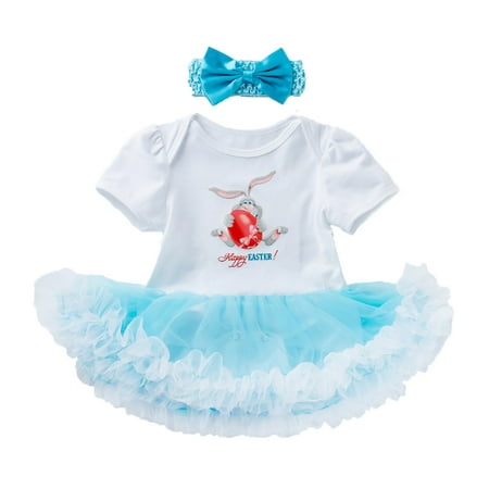

Lovely Casual Sets For Children Girls Easter Day Cartoon Graphic Printed Short Sleeve Round Neck Clothes Puffy Skirt With Hair Accessories 0 To 24 Months Dailywears Comfortable Loose Fittness Sets